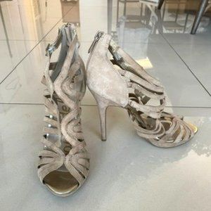 Sam Edelman Beige Suede Cut Out Strappy Heels | Size 8